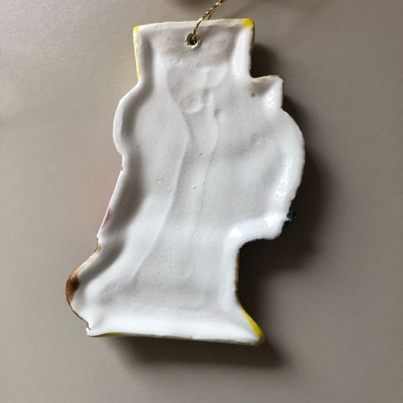 Christmas Tree Ceramic Ornaments Vintage Handpainted Angel Bear Nutcracker Decor - Picture 11 of 12